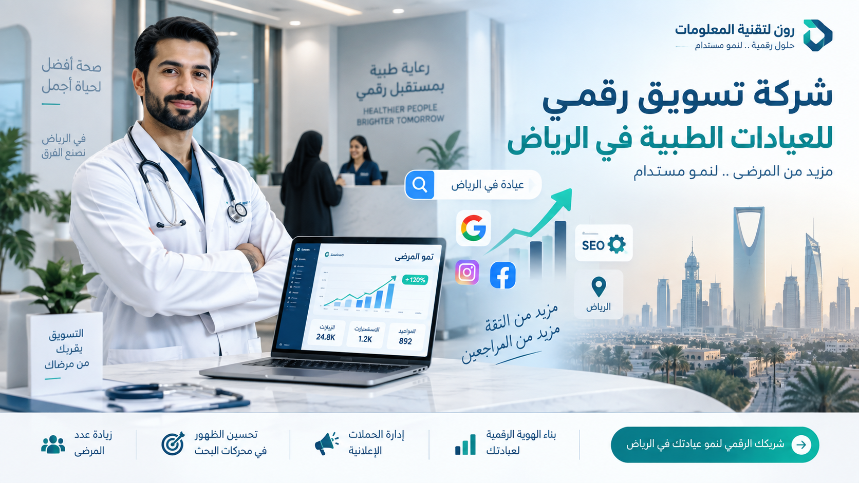 شركة تسويق رقمي للعيادات الطبية في الرياض | رون