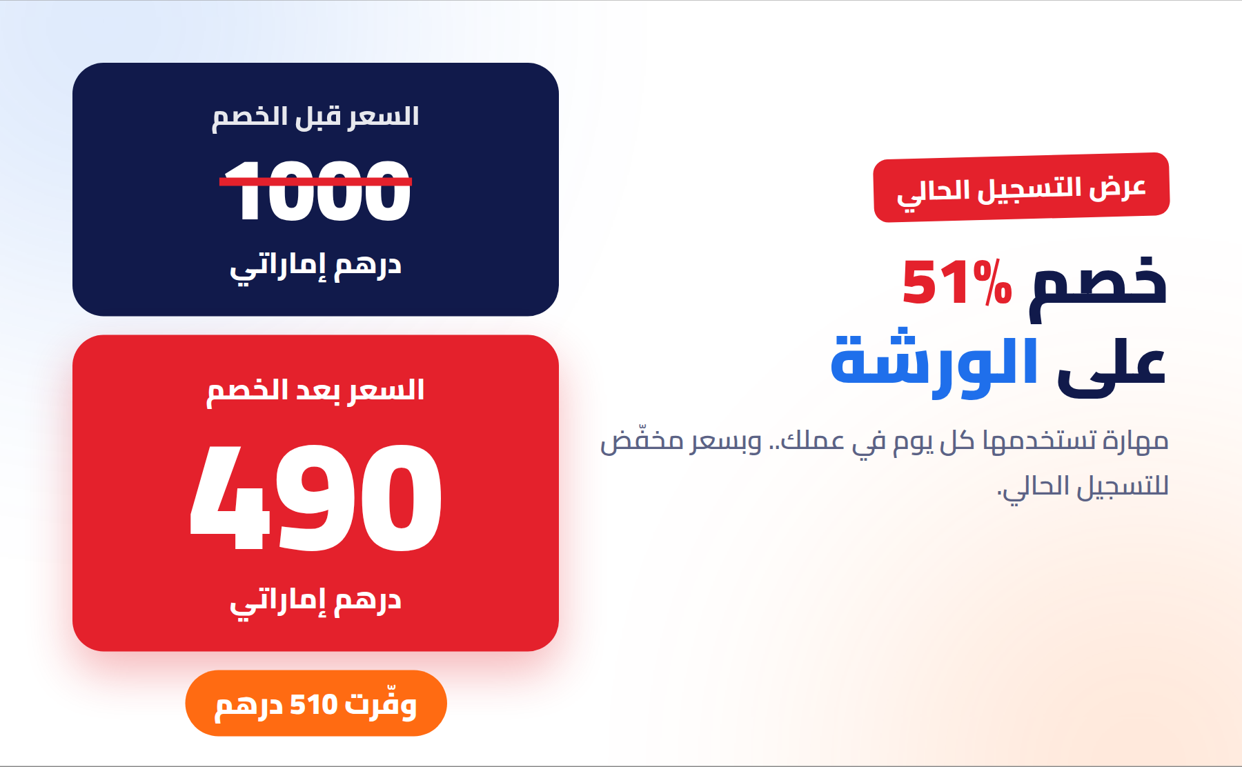 عرض التسجيل: خصم 51% على ورشة الذكاء الاصطناعي، من 1000 إلى 490 درهم إماراتي